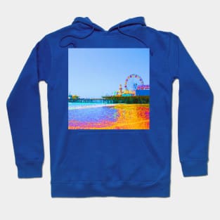 Funky Pixels Santa Monica Pier in Los Angeles Hoodie